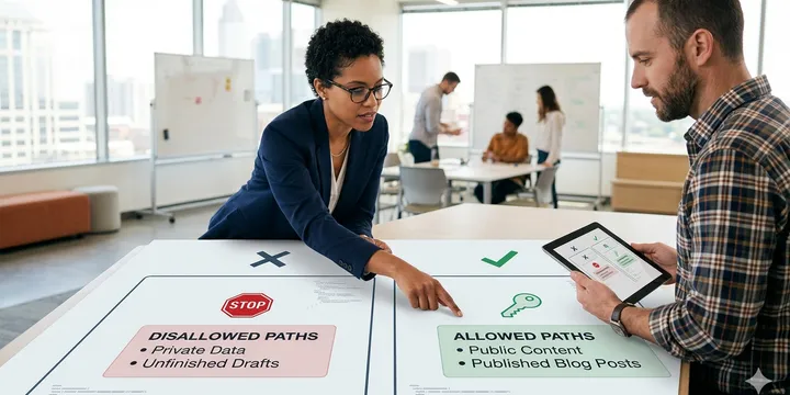 Editorial hero image for the core concept of this post. How to run robots.txt safely on a static site